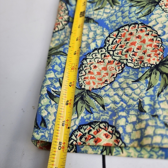 Talbots Pineapple Print Skirt Women's Blue Green Yellow Stretch Cotton Sz 12 - Picture 3 of 10
